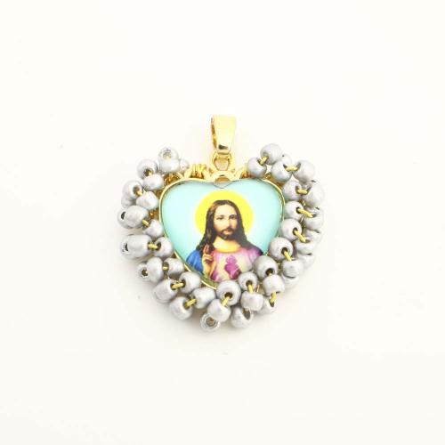 Brass Jewelry Pendants, with Plastic, Heart, DIY, golden, Sold By PC