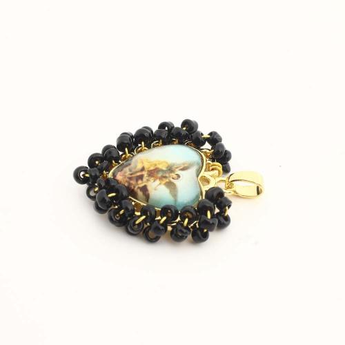 Brass Jewelry Pendants, with Plastic, Heart, DIY, golden, Sold By PC
