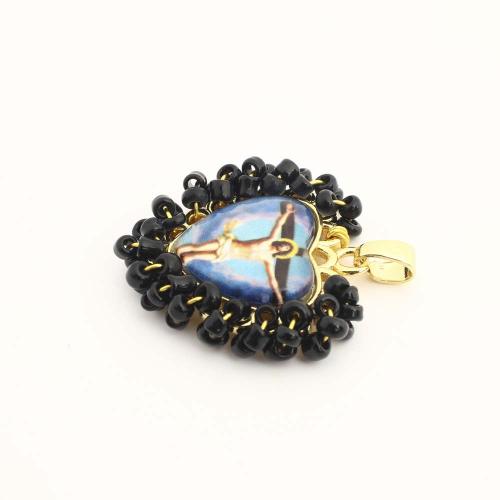 Brass Jewelry Pendants, with Plastic, Heart, DIY, golden, Sold By PC