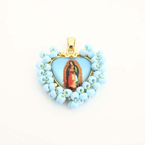 Brass Jewelry Pendants, with Plastic, Heart, DIY, golden, Sold By PC