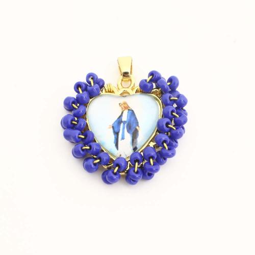 Brass Jewelry Pendants, with Plastic, Heart, DIY, golden, Sold By PC