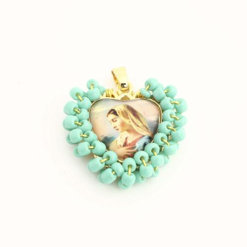 Brass Jewelry Pendants, with Plastic, Heart, DIY, golden, Sold By PC