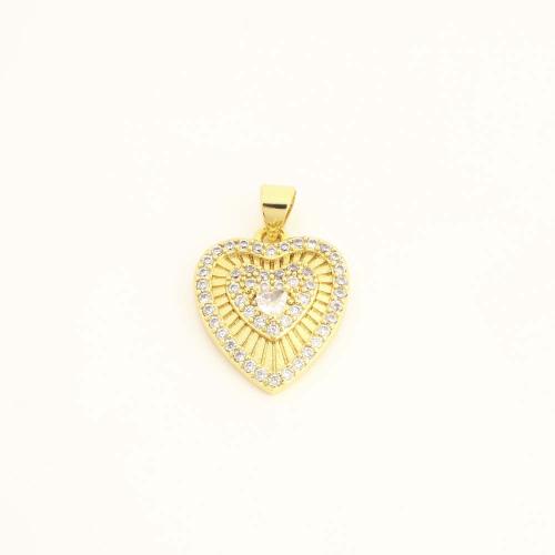 Cubic Zirconia Micro Pave Brass Pendant, Heart, DIY & micro pave cubic zirconia, more colors for choice, Sold By PC