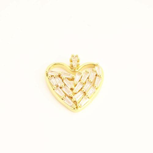 Cubic Zirconia Micro Pave Brass Pendant, Heart, DIY & micro pave cubic zirconia, more colors for choice, Sold By PC