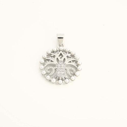 Cubic Zirconia Micro Pave Brass Pendant, with Plastic Pearl, DIY & micro pave cubic zirconia, more colors for choice, Sold By PC