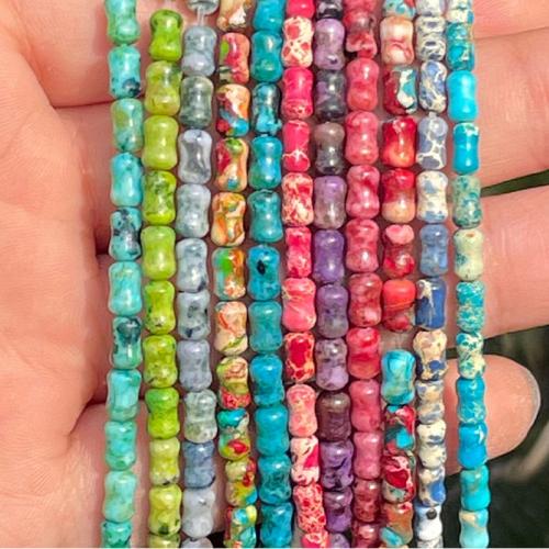 Impression Jaspis Perle, Bambus, DIY, keine, 4x6mm, verkauft per ca. 30-35 cm Strang