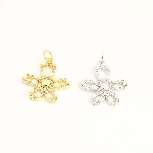 Cubic Zirconia Micro Pave Brass Pendant, with Plastic Pearl, DIY & micro pave cubic zirconia, more colors for choice, Sold By PC
