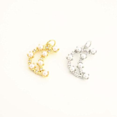 Cubic Zirconia Micro Pave Brass Pendant, with Plastic Pearl, DIY & micro pave cubic zirconia, more colors for choice, Sold By PC