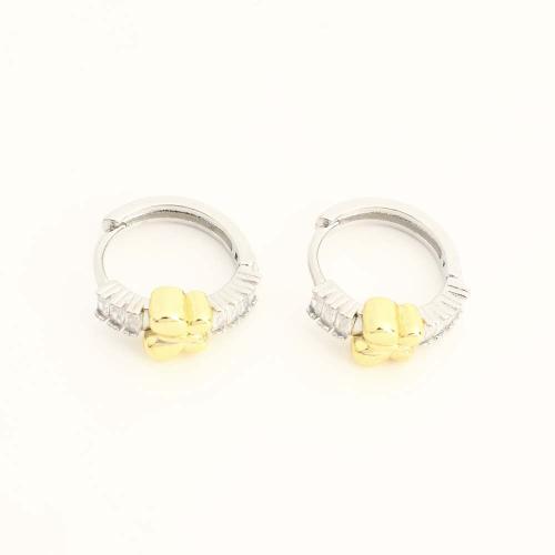 Brass Leverback Earring, fashion jewelry & micro pave cubic zirconia & for woman & two tone, original color, Sold By Pair