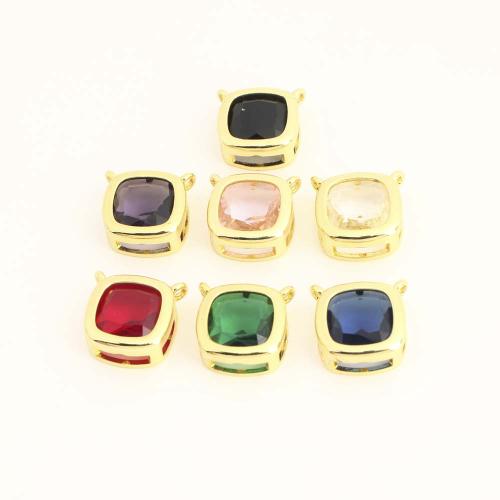 Цирконий Micro Pave латунь подвеска, Латунь, с кубический цирконий, Площади, DIY & двойное отверстие, Много цветов для выбора, продается PC