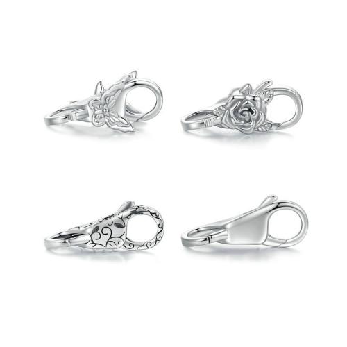 925 Sterling Silber Karabinerverschluss, platiniert, DIY & verschiedene Stile für Wahl, verkauft von PC