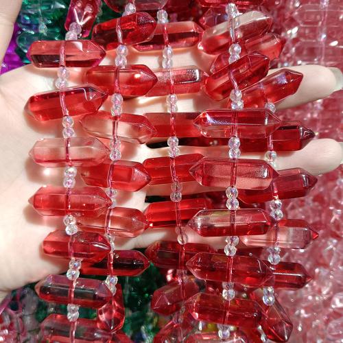 KRISTALLanhänger, Kristall, Sechseck, DIY, mehrere Farben vorhanden, 8x32mm, verkauft per ca. 38 cm Strang