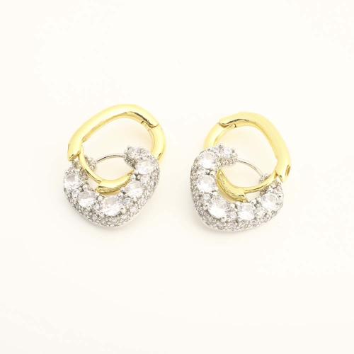 Brass Drop Earring, fashion jewelry & micro pave cubic zirconia & for woman, more colors for choice, Sold By Pair