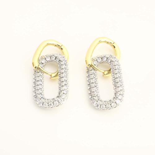 Brass Drop Earring, fashion jewelry & micro pave cubic zirconia & for woman, more colors for choice, Sold By Pair