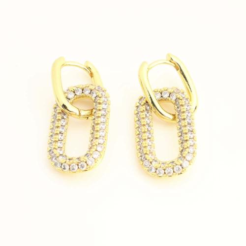 Cubic Zirconia Micro Pave Brass Earring, fashion jewelry & micro pave cubic zirconia & for woman, more colors for choice, Sold By Pair