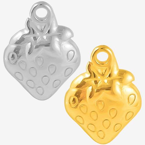 Edelstahl Schmuck Anhänger, 304 Edelstahl, Erdbeere, plattiert, DIY, keine, 15x11mm, 10PCs/Tasche, verkauft von Tasche