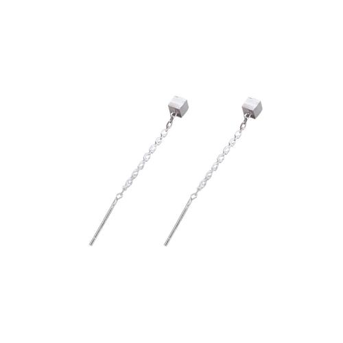 925 Sterling Silver Thread Through Earrings, different styles for choice & for woman, 25mm, Sold By Pair