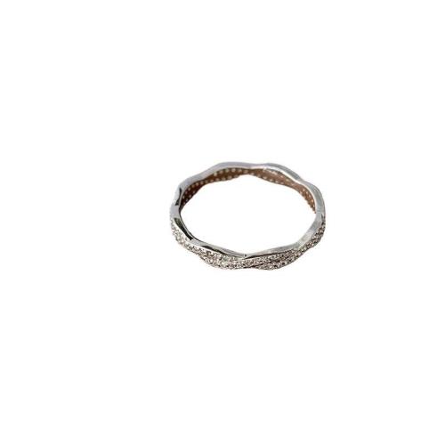 925 Sterling Silver Finger Ring, platinum plated, different size for choice & for woman & with rhinestone, US Ring Size:5-9, Sold By PC