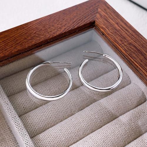 925 Sterling Silver Stud Earring, platinum plated, different size for choice & for woman, Sold By Pair