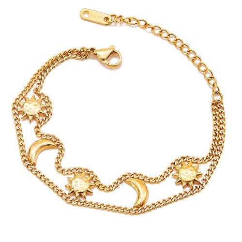 Stainless Steel Jewelry Bracelet, 304 Stainless Steel, plated, Double Layer & fashion jewelry & for woman, golden, Sold By PC