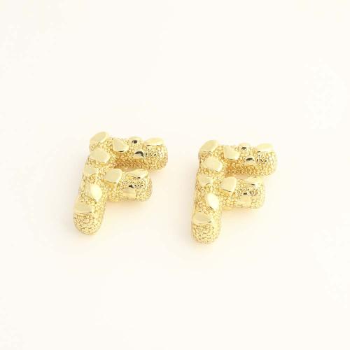 Brass Jewelry Beads, Letter F, DIY, golden, Sold By PC