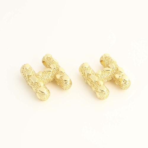 Brass Jewelry Beads, Letter H, DIY, golden, Sold By PC