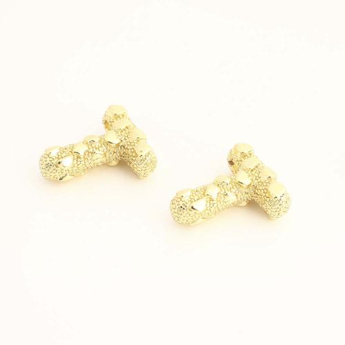 Brass Jewelry Beads, Letter T, DIY, golden, Sold By PC