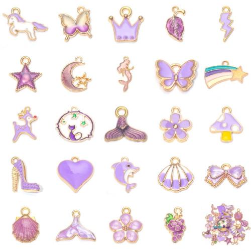 Tibetan Style émail Pendants, alliage de zinc, Lettre U, DIY, violet, Vendu par fixé