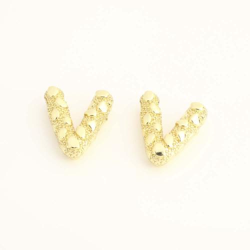 Brass Jewelry Beads, Letter V, DIY, golden, Sold By PC