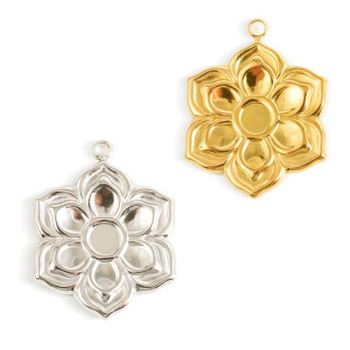 Stainless Steel Flower Pendant, 304 Stainless Steel, plated, DIY, more colors for choice, 10PCs/Bag, Sold By Bag
