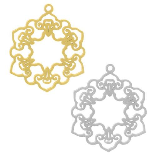 Stainless Steel Flower Pendant, 304 Stainless Steel, plated, DIY & hollow, more colors for choice, Sold By Bag
