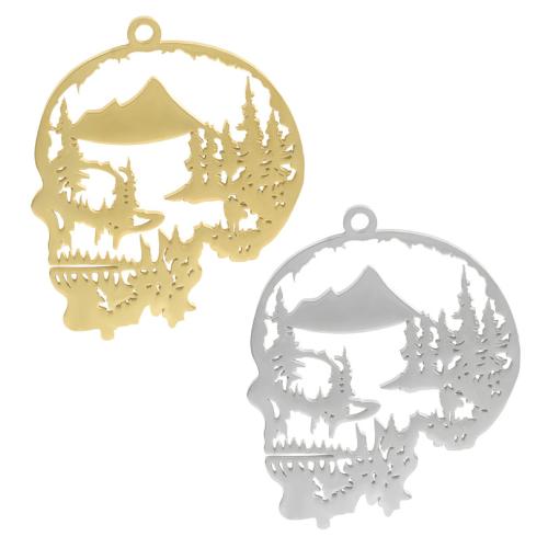 Stainless Steel Pendants, 304 Stainless Steel, Skull, plated, DIY & hollow, more colors for choice, Sold By Bag
