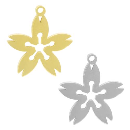 Stainless Steel Flower Pendant, 304 Stainless Steel, plated, DIY & hollow, more colors for choice, Sold By Bag