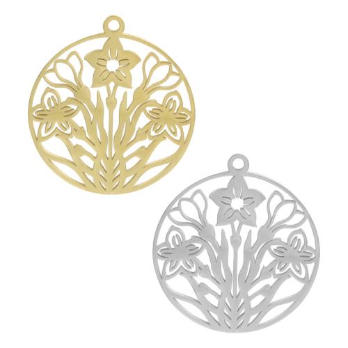 Stainless Steel Pendants, 304 Stainless Steel, Flower, plated, DIY & hollow, more colors for choice, 10PCs/Bag, Sold By Bag