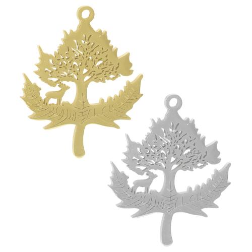 Stainless Steel Pendants, 304 Stainless Steel, Maple Leaf, plated, DIY & hollow, more colors for choice, 10PCs/Bag, Sold By Bag