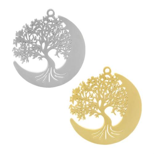 Stainless Steel Pendants, 304 Stainless Steel, Tree, plated, DIY & hollow, more colors for choice, 10PCs/Bag, Sold By Bag