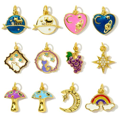 Stainless Steel Pendants, 304 Stainless Steel, plated, DIY & micro pave cubic zirconia & enamel, more colors for choice, 3PCs/Bag, Sold By Bag