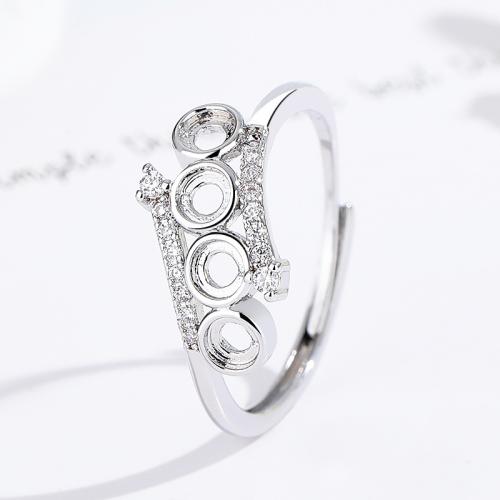 Brass Pad Ring Base, silver color plated, DIY & adjustable & different styles for choice & for woman, US Ring Size:6-8, Sold By PC