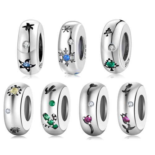 925 Sterling Silver Beads, DIY & different styles for choice & micro pave cubic zirconia, 10mm, Hole:Approx 1.34mm, Sold By PC