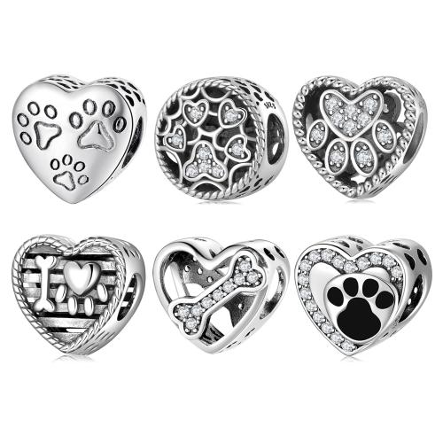 925 Sterling Silver Beads, vintage & DIY & different styles for choice & with rhinestone, 10mm, Sold By PC