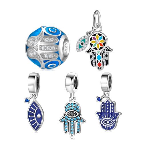 925 Sterling Silver Pendant, DIY & different styles for choice & enamel & with rhinestone, pendant length 10-25mm, Sold By PC