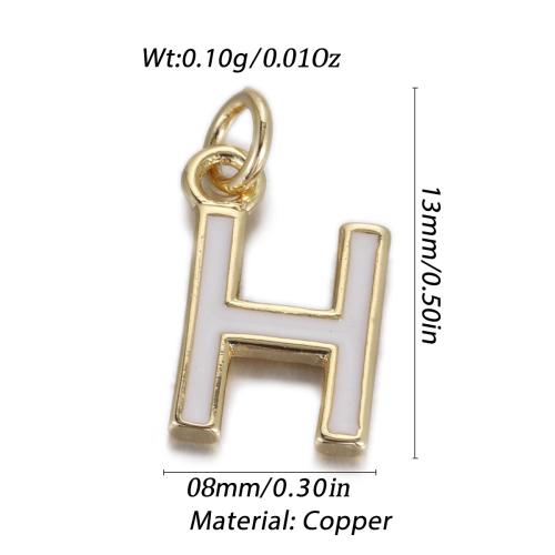 Brass Jewelry Pendants, Alphabet Letter, gold color plated, DIY & enamel, white, nickel, lead & cadmium free, 3PCs/Bag, Sold By Bag