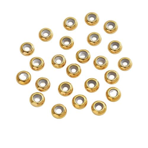 304 Stainless Steel Stopper Beads, with Silicone, gold color plated, DIY, more colors for choice, 10PCs/Bag, Sold By Bag