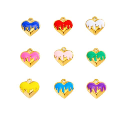Pendientes Corazón de acero inoxidable, acero inoxidable 304, chapado en color dorado, Bricolaje & esmalte, más colores para la opción, Vendido por UD