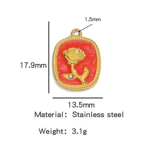 Colgantes de Acero Inoxidable, acero inoxidable 304, chapado en color dorado, Bricolaje & esmalte & con diamantes de imitación, más colores para la opción, 3PCs/Bolsa, Vendido por Bolsa
