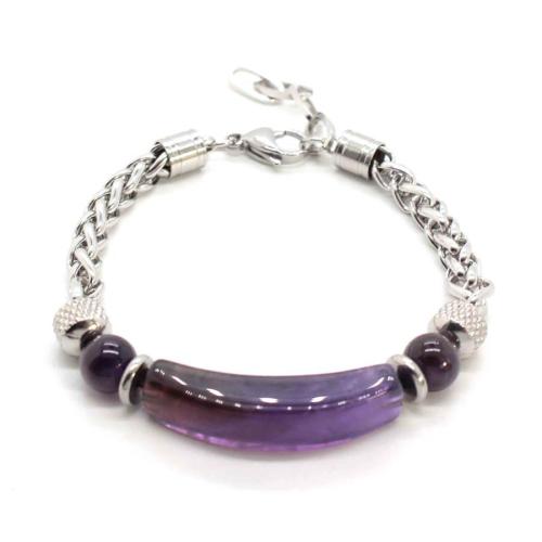 Gemstone Bracelets, with 304 Stainless Steel Chain, with 1.5 Inch extender chain, handmade, fashion jewelry & different materials for choice & Unisex, Length:8 Inch, Sold By PC