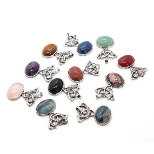Colgantes de Gemas, Piedras preciosas, con aleación de zinc, chapado, Bricolaje & diferentes materiales para la opción & hueco, 34x24mm, Vendido por UD