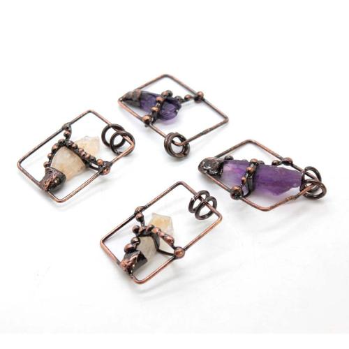 Gemstone Pendants Jewelry, with Tibetan Style, plated, DIY & different materials for choice & hollow, 35x25mm, Sold By PC