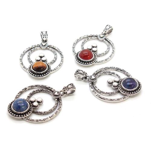 Gemstone Pendants Jewelry, with Tibetan Style, plated, DIY & different materials for choice & hollow, 44x34mm, Sold By PC