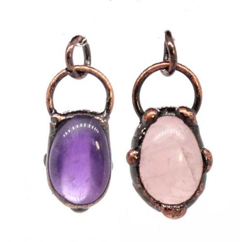 Gemstone Pendants Jewelry, with Tibetan Style, plated, DIY & different materials for choice & hollow, 20x10mm-28x15mm, Sold By PC